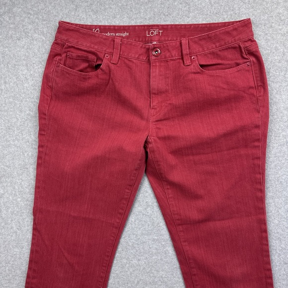 Ann Taylor Loft Women's Red Jeans Modern Straight Size 10 - Picture 3 of 9